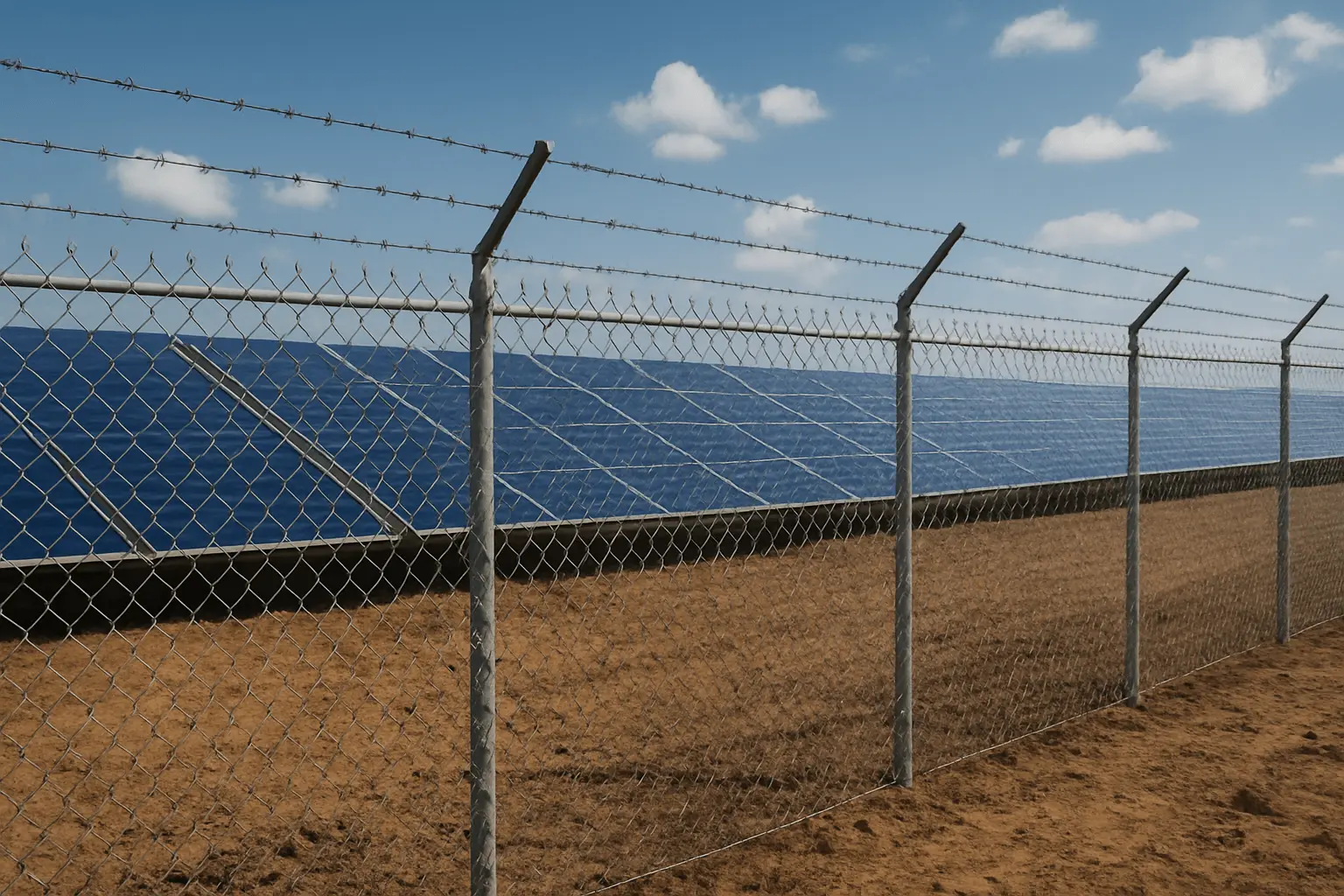 فنس توری در مزرعه انرژی خورشیدی