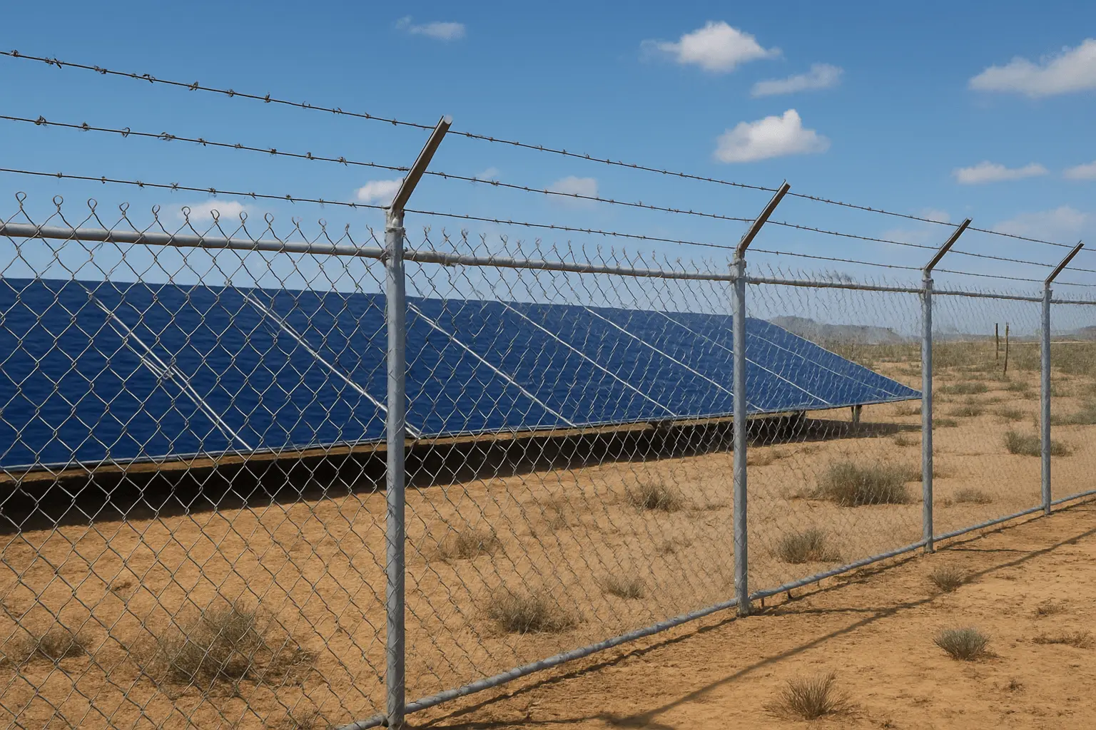 فنس و پایه فنس و سیم خاردار در انرژی خورشیدی